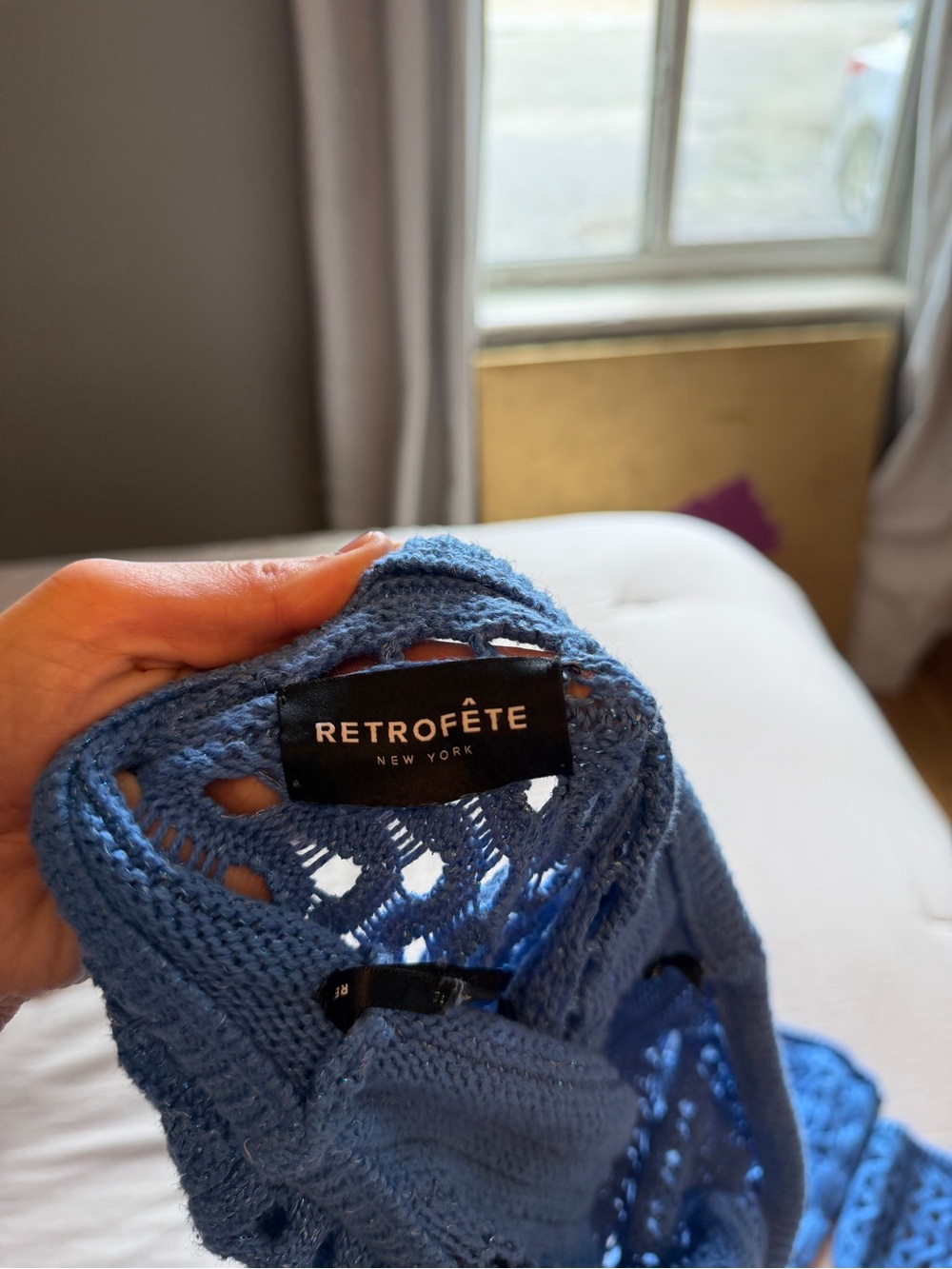 Retrofete Sky Blue Crochet Halter Jumpsuit - Picture 5 of 5